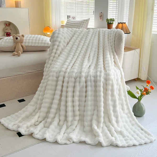 Flannel Fleece Blanket Adult Children Soft Warm Throw Blanket Bed Covers Simple Solid Color Sofa Breathable Bedspreads - Image 2