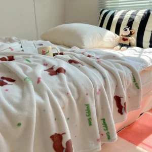 Milk plush cartoon cute printed double-sided plush blanket with multiple functions, can be used as bed sheets, lunch blankets