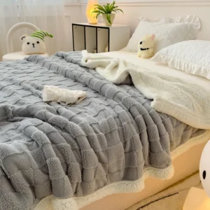 New Chessboard Getafu Cashmere Lamb Plush Blanket Thickened and Warm Multi functional Office Lunch Rest Blanket