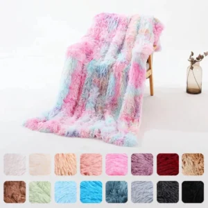 Fluffy Long Plush Throw Blanket Double-sided Bedspread Blanket Shaggy Shawl Blanket for Adults Children