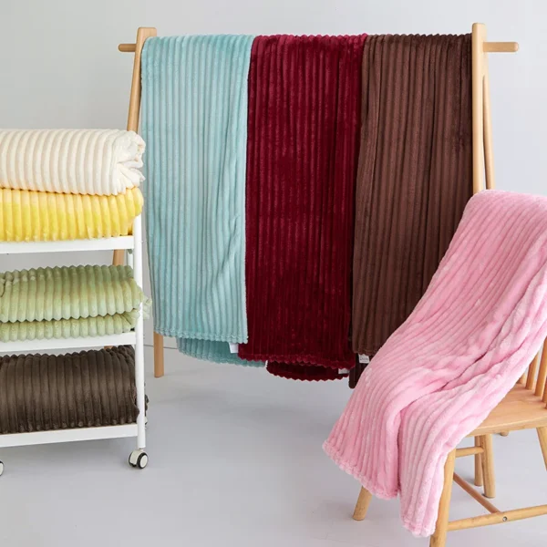 New milk velvet widened striped blanket (single layer double sided) air conditioning blanket multifunctional cover blanket - Image 5
