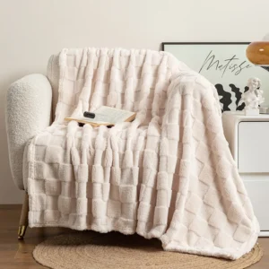 Grid Style Jacquard Thick Blanket Soft Comfortable Sofa Bed Throw Blanket Fluffy Velveteen Cover Blanket