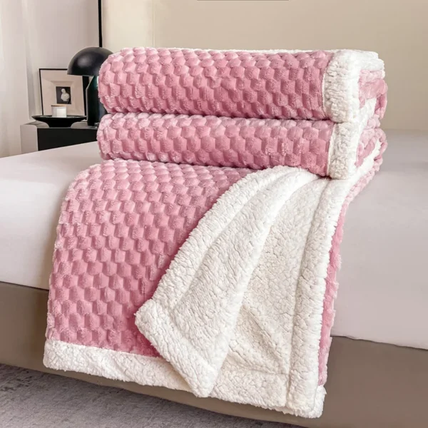 New Jacquard Large Edge AB Edition Golden Turtle Fleece Lamb Milk Velvet Double Layer Thickened Blanket Cover Blanket - Image 3