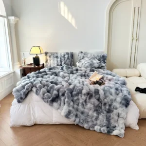 New High end Toka Rabbit Hair Blanket Tie Dyed Comfortable and Warm Blanket Multi functional Office Lunch Rest Blanket