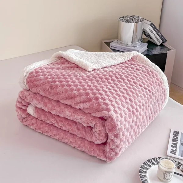 New Jacquard Large Edge AB Edition Golden Turtle Fleece Lamb Milk Velvet Double Layer Thickened Blanket Cover Blanket - Image 2